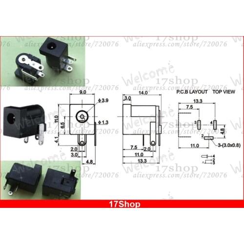 500PCS DC socket 3.5mm X 1.3MM jack Female for PCB Charger Power Plug soldering