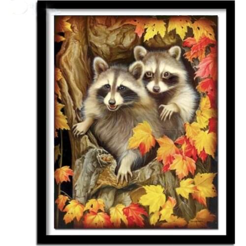 5D Diy Diamond Painting Animal Raccoon Full Square Round Rhinestones Diamond Embroidery Diamond Mosaic Cross Stitch Kits