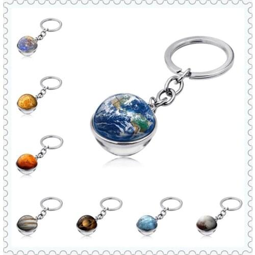 Car Keychain Glass Ball Solar System Moon Earth for Mitsubishi ASX Endeavor Expo Montero Galant Grandis Lancer Mirage