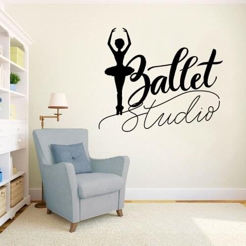 Ballet Studio Silhouette Wall Sticker Decal Dancing Sticker Gymnastic Room Vinyl Mural Decoration A00895