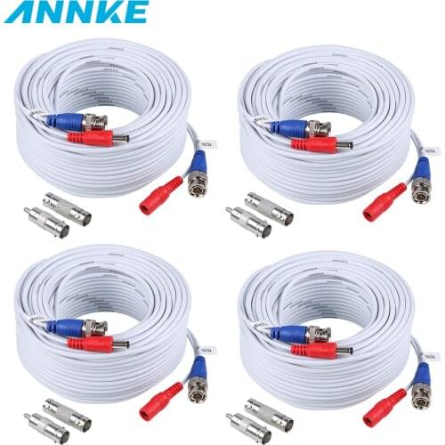 White & Black 4pcs 100ft 30M CCTV Cable BNC + DC plug cable For CCTV Surveillance Camera and DVR Kit in CCTV System accessories