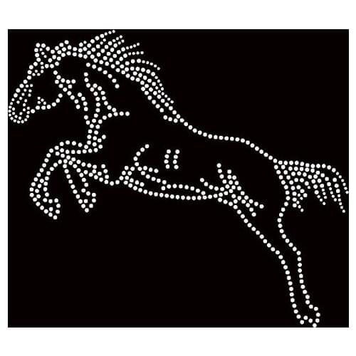 Free shipping Horse Jumping Rhinestone Transfer Iron On Transfer for clothing use