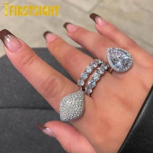 Shiny AAA cubic zirconia micro pave ring for women luxury engagement band top quality silver color CZ finger jewelry