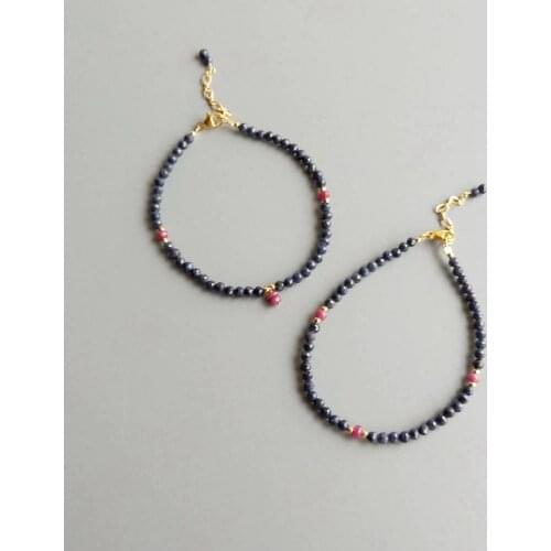 Lii Ji Two Style Genuine Natural Sapphire with Ruby Bracelet US 14K GF Delicate Bracelet For Women Jewelry Gift