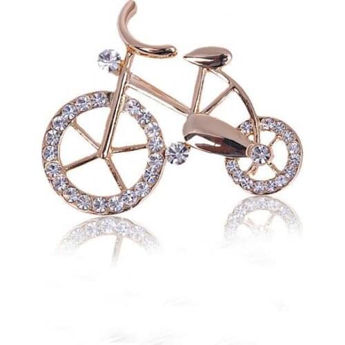Fashion Personality Crystal Bicycle Brooch Men And Women Gift Fashion Suit Accessories Needle Bride Brooch For Women