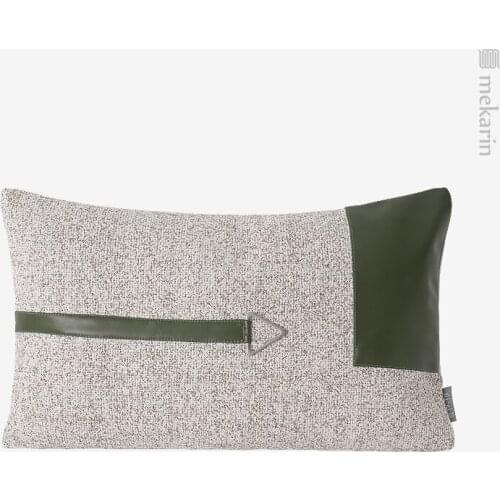 Nordic farmhouse home decoration sofa cushion green cotton and linen stitching metal buckle lumbar pillow outdoor garden cushion