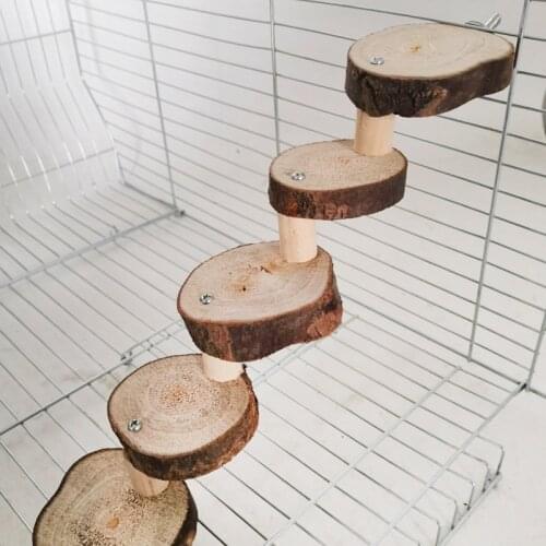 Wooden Hamster Climbing Ladder Stairs Parrot Birds Exercise Perches Stand Platform Teeth Care Molar Toys Cage Accessories C42