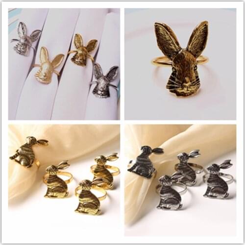 1/2pcs Easter Rabbit Napkin Rings Holder Metal Napkin Holder Home Table Decor Spring Easter Rustic Decoration Accessories