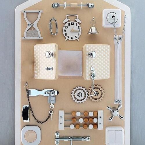 Montessori Children Busy Board Accessories Wood DIY Toy Material Early Education Activity Board Parts For Basic Skills Learning