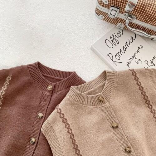 Kids Knitted Sweater New Autumn Children Vintage Vest Sleeveless Girls Casual Loose Cardigan Coats Tops Baby Boys Winter Jacket