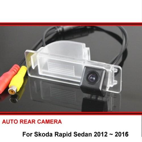 For Skoda Rapid Sedan 2012-2016 Car Rear View Camera Backup Parking Camera LED Night Vision Waterproof Wide Angle sony