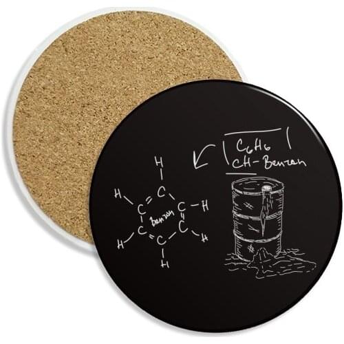 Chemistry Kowledge Benzene Chemical Ceramic Coaster Cup Mug Holder Absorbent Stone for Drinks 2pcs Gift