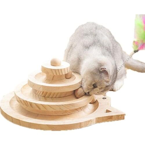 Toy Interactive Solid Wood Turntable Move Mouse for Cat Funny Pets Accessories for Cat Stick Scratcher Toys for Cats Supplies