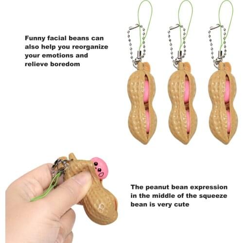 Fidget Toys Decompression Peanut Stress Relief Keychain Squishy Squeeze Peas Beans Keychain Cute Stress Adult Toy Rubber Gift