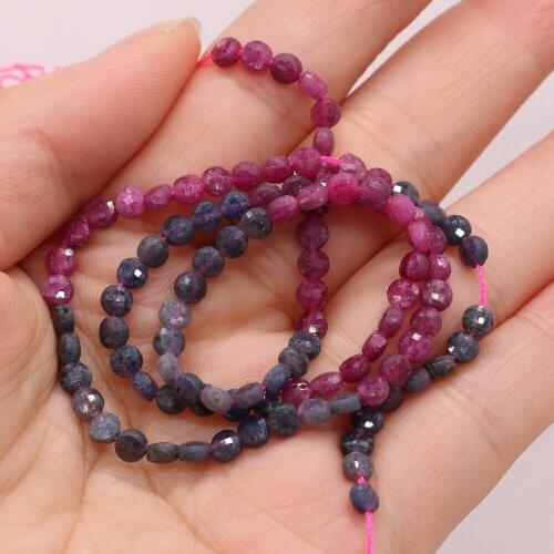 Exquisite Beaded Natural Semi-Precious Stones Oblate Facete Red Sapphire Beads For Jewelry Making Charm Bracelet Accessories 4mm