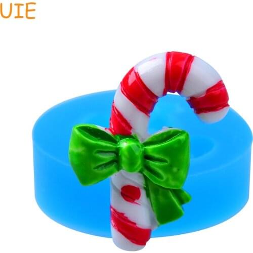 JYL214U 35.4mm Christmas Candy Cane Silicone Mold - Candy with Ribbon Mold Fondant Craft, Resin Mold, Clay Mould