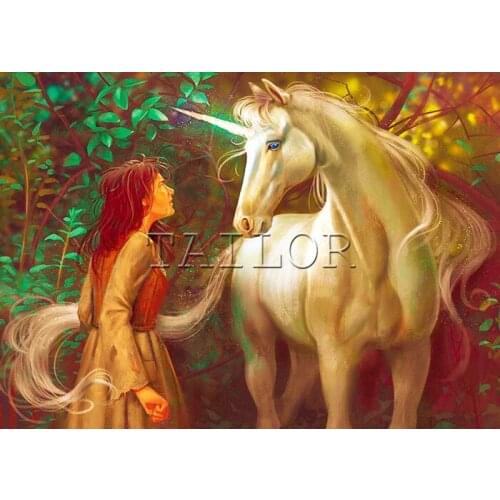 Dirll drawing cuadros full square mosaic embroidery 5d diamond painting set complet Cross stitch horse unicorn landscape woman 8