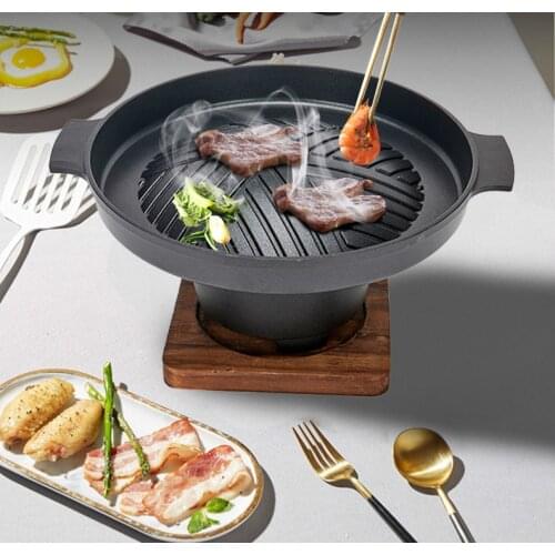 Creative Japanese style one person cooking oven home wooden frame alcohol stove gift Mini barbecue oven grill korean bbq