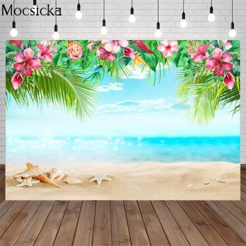 Summer Beach Backdrop Hawaii Tropical Beach Photography Background Seaside Scenery Birthday Party Shower Banner Backdrops