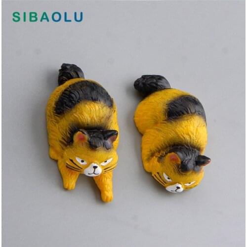 Simulation Yellow Cat Fridge magnet Kitten cartoon Animal whiteboard sticker Resin Refrigerator Magnets child Home Decoration