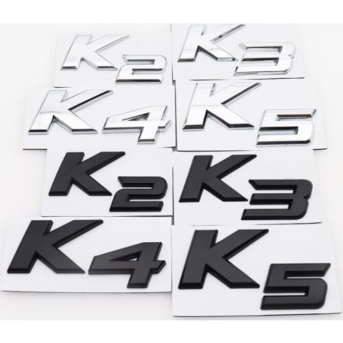 1pcs 3D K2 K3 K4 K5 metal Car logo trademark sticker Rear Bumper tail door trunk sticker car rear Emblem sticker Accessories