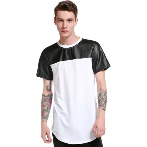 Outer mold real shot summer high street arc hem pure color fight mens round neck short sleeve T-shirt
