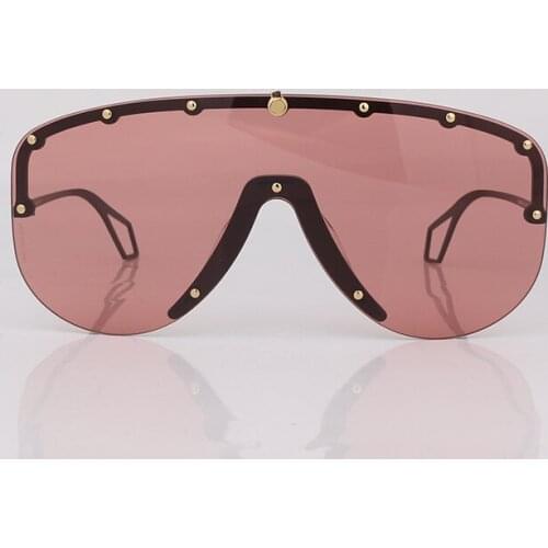Rimless mask sunglasses for men studded big frame