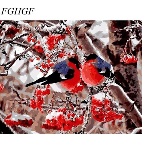 FGHGF Frameless Picture Birds Painting By Numbers Wall Art Acrylic DIY Oil Canvas Painting Home Decoration For Living Room