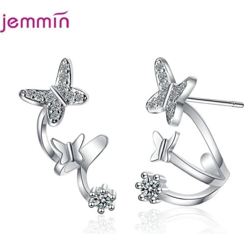 New Fashion Modern Design Sparking Rhinestone Genuine 925 Sterling Silver Stud Earring Woman Girls Best Silver Jewelry Gift