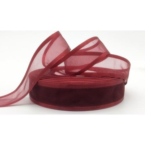 Wholesale 5Yards 1"(25mm) Deep red Broadside Organza Ribbon Bow Wedding Christmas Party Wrapping Decoration Lace Crafts