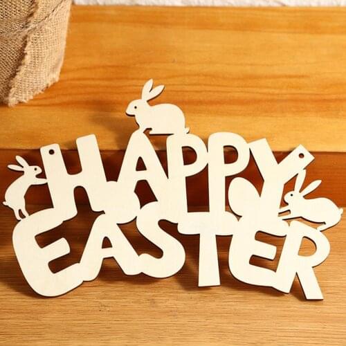 Easter Ornaments Wooden Bunny Happy Easter Door ing Decorations