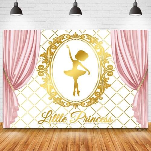 Custom Name Gold Pink Curtain Backdrops For Princess Girls Baby Shower Birthday Party Photography Photo Studio Banner Background