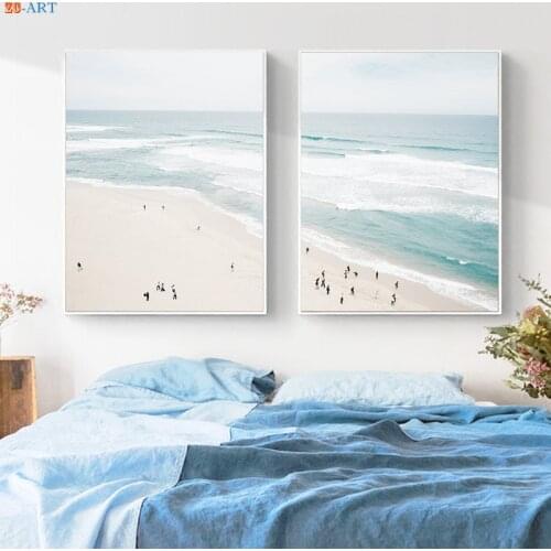 Aerial Beach Poster Ocean Print Seascape Canvas Painting Large Wall Art Wall Pictures for Living Room Coastal Decor Unframed