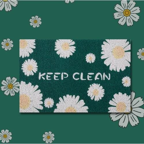 PVC Daisy Welcome Mat Nordic Cuttable Floral Pattern Carpet Area Floor Door Anti Dust Pad Household Supplies Home Decor