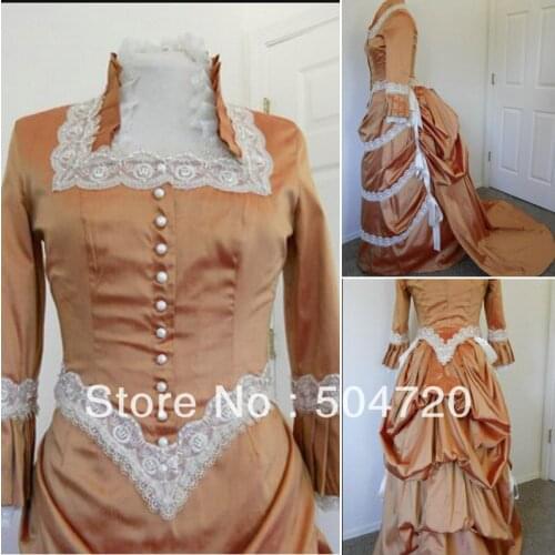 Custom-madeOn sale V-406 Brown Victorian Gothic/Civil War Southern Belle Ball Gown Dress Halloween dresses Sz US 6-26 XS-6XL