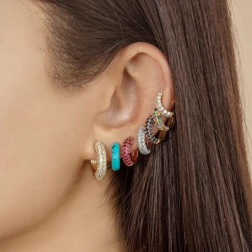 Boho Multicolor CZ Crystal Gold Ear Clips Earring for Women Trendy Small Ear Cuffs Without Piercing High Quality Wedding Jewelry