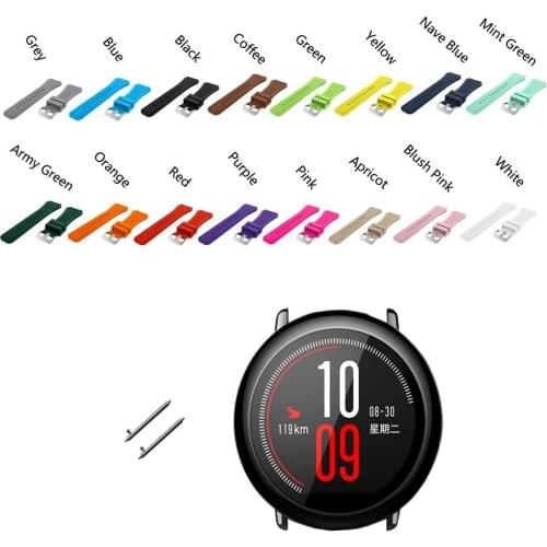 Silicone Watch Band Metal Strap for Huami Amazfit Pace Hot Colorful Bracelet Wrist band for Amazfit Stratos 2 2s 3 GTR