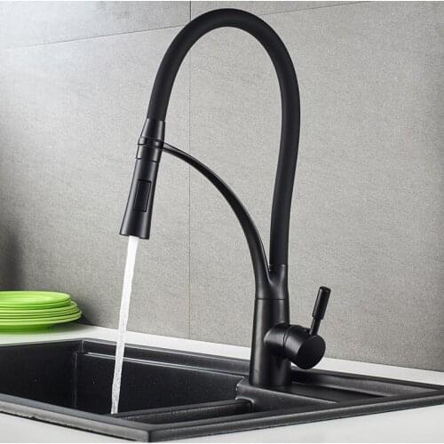 Kitchen Faucet with Sprayer, Modern Single Handle Pull Down Sprayer Spring Matte Black Kitchen Sink Faucet