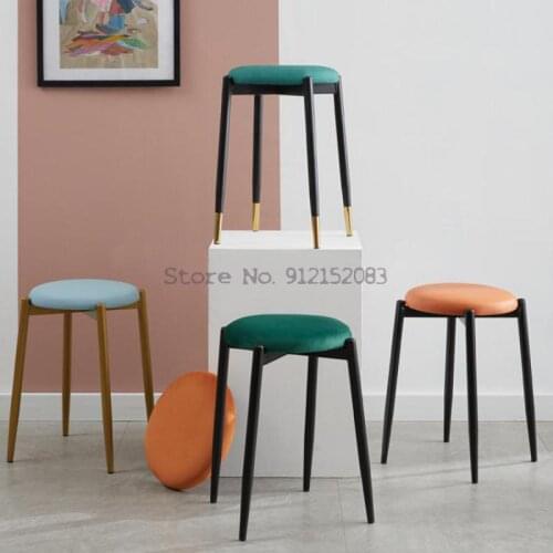 Modern minimalist round stool household net red chair light luxury living room lazy small low stool Nordic dining table high sto