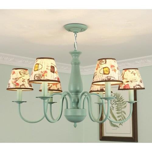 Modern Nordic Children Bedroom Chandelier Pink Green Metal Pendant Light Decor Lighting Fixture LED Suspension Lamps PA0458