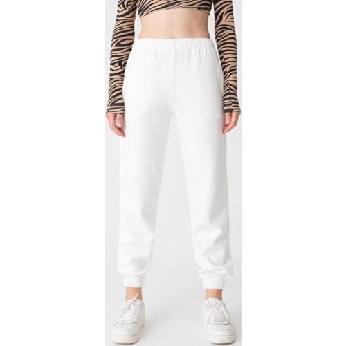 New season Elastic Waist Tracksuit Ecru color Women Sweatpants casual plush lining winter
