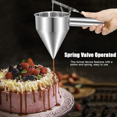 Steel Plunger Funnel With Funnel Drip Cream Sauce Stand Small Octopus Balls Tool With Rack Baking Cupcake Kitchen Tool