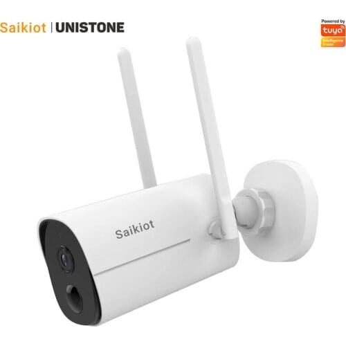 Saikiot Tuya Smart 2MP 1080P 10400mAh Battery Bullet Camera Outdoor Waterproof Two Way Audio PIR Motion Detection Camera