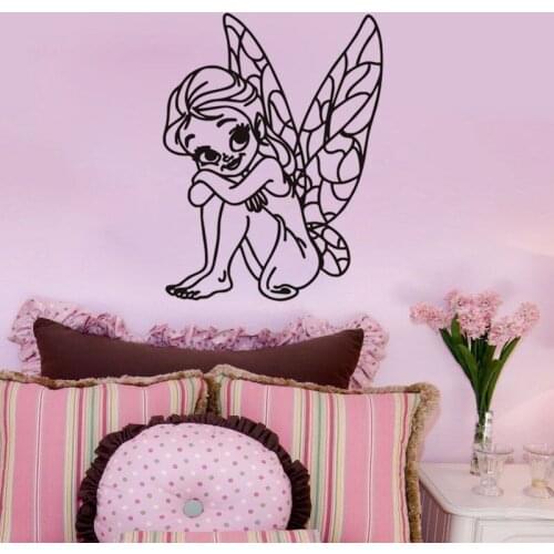 Butterfly Fairy Vinyl Wall Stickers Babykamer Muurstickers Lovely Girls Bedroom Removable Home Design Muarl Art Sticker SA124