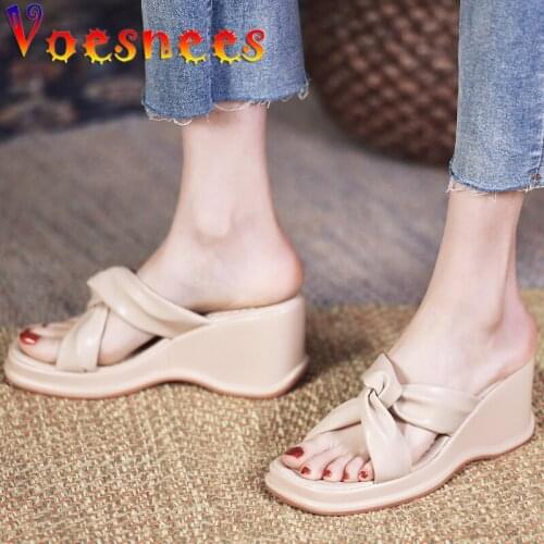 Summer Fairy Style Light Bow Square Head Platform Slippers Walk Show Wedges All-Match Women Shoes High Heels Party Sandals
