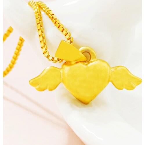 Wings Love Bohemian Choker Necklaces for Women Real 24K Gold Color Clavicle Chain Fashion Female Chocker Jewelry Charm Necklaces