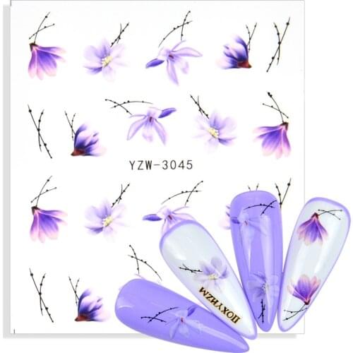 1 Sheet Leaves Flowers Stickers Decals For Nails Geometry Floral Pattern Sliders Manicure Summer Nail Art Decorations