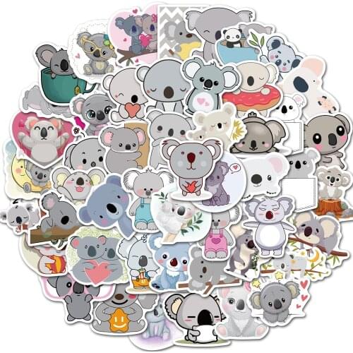 10/30/50PCS Cute Koala Cartoon Stickers DIY Skateboard Fridge Guitar Travel Motorcycle Waterproof Funny Sticker Decals for Kid