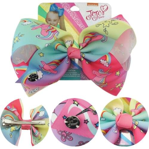 10pcs/set 8 Inch Girls Siwa Unicorn Collection Coral Colorful Hairpin Large Hair Bows Kids Handmade Hair Accessories