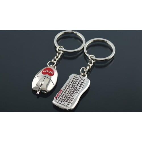 Alloy Love Red Heart Mouse Keyboard Key Rings Couple Keychain Pendant Accessories Gift For Friends 10 Set